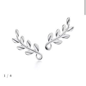Tiffany Elegant Silver Leaf Earrings